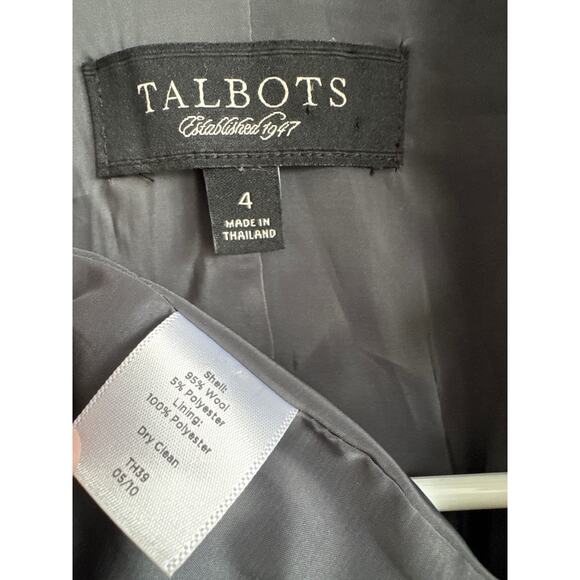 Talbots Kate Fit Wool Blazer Jacket grey pleated ruffel accents 4 - Picture 12 of 15